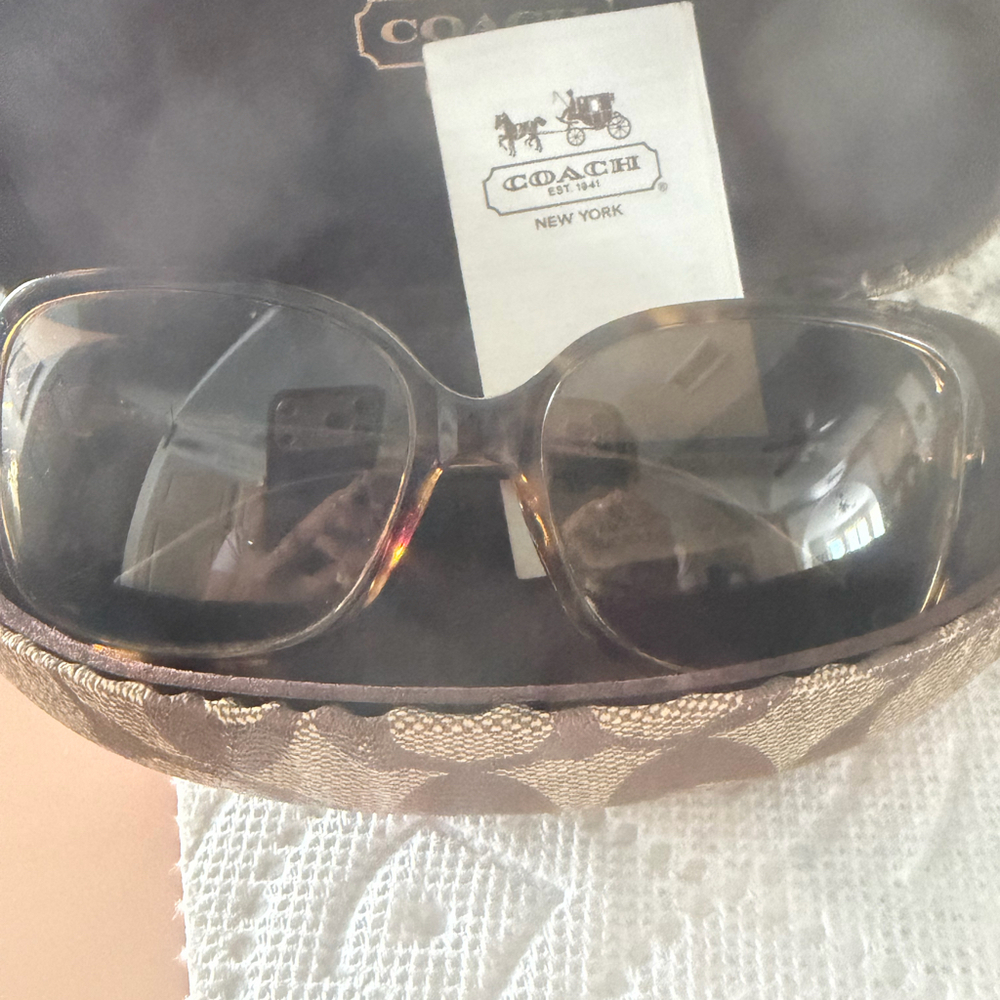 Coach HC8009 Frances Tortoise Oversized Sunglasses Gold Logo